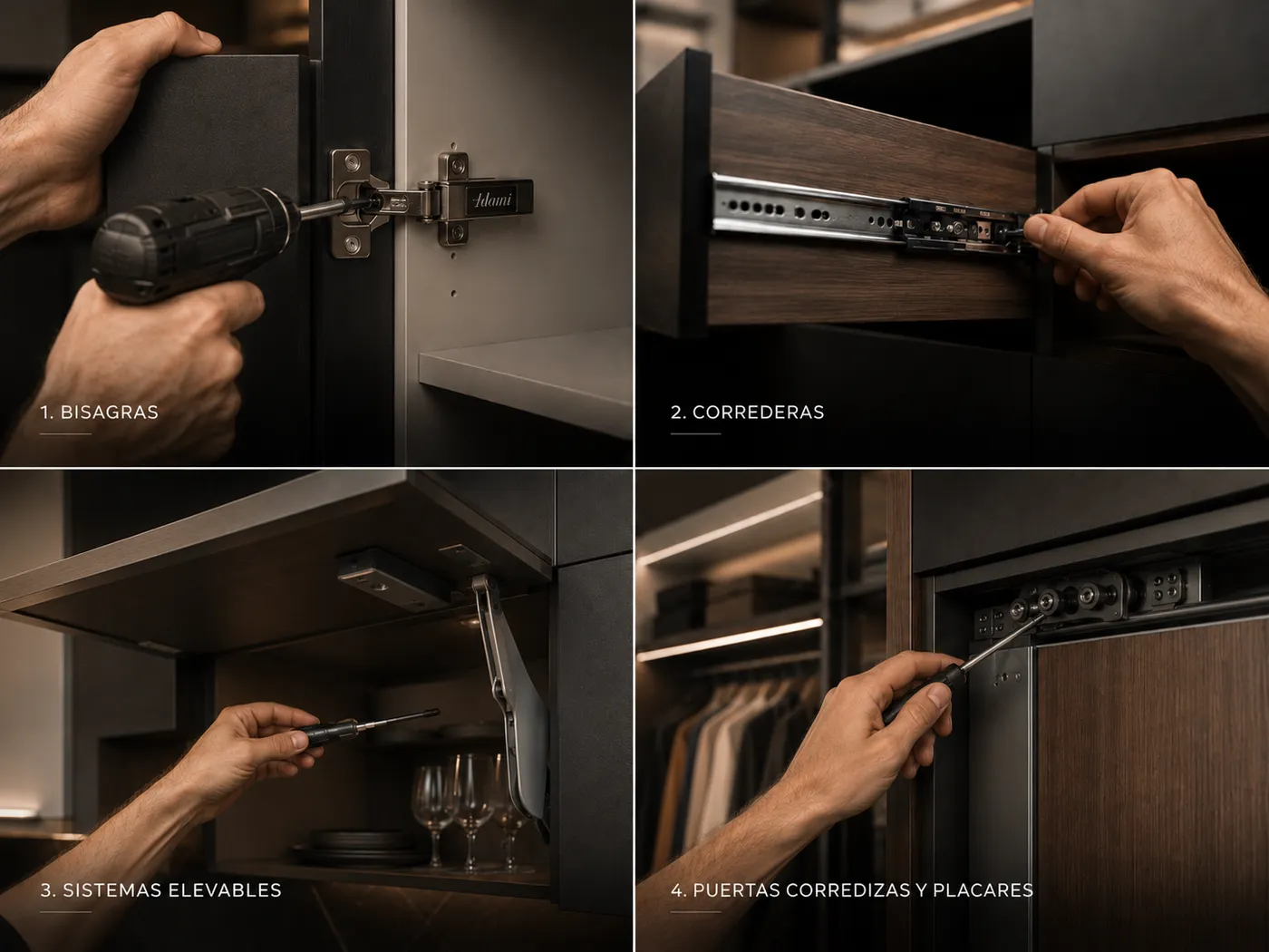 Servicios de mantenimiento de muebles: cambio de bisagras, correderas, sistemas elevables y placares — Amoblamientos Attianese, Morón